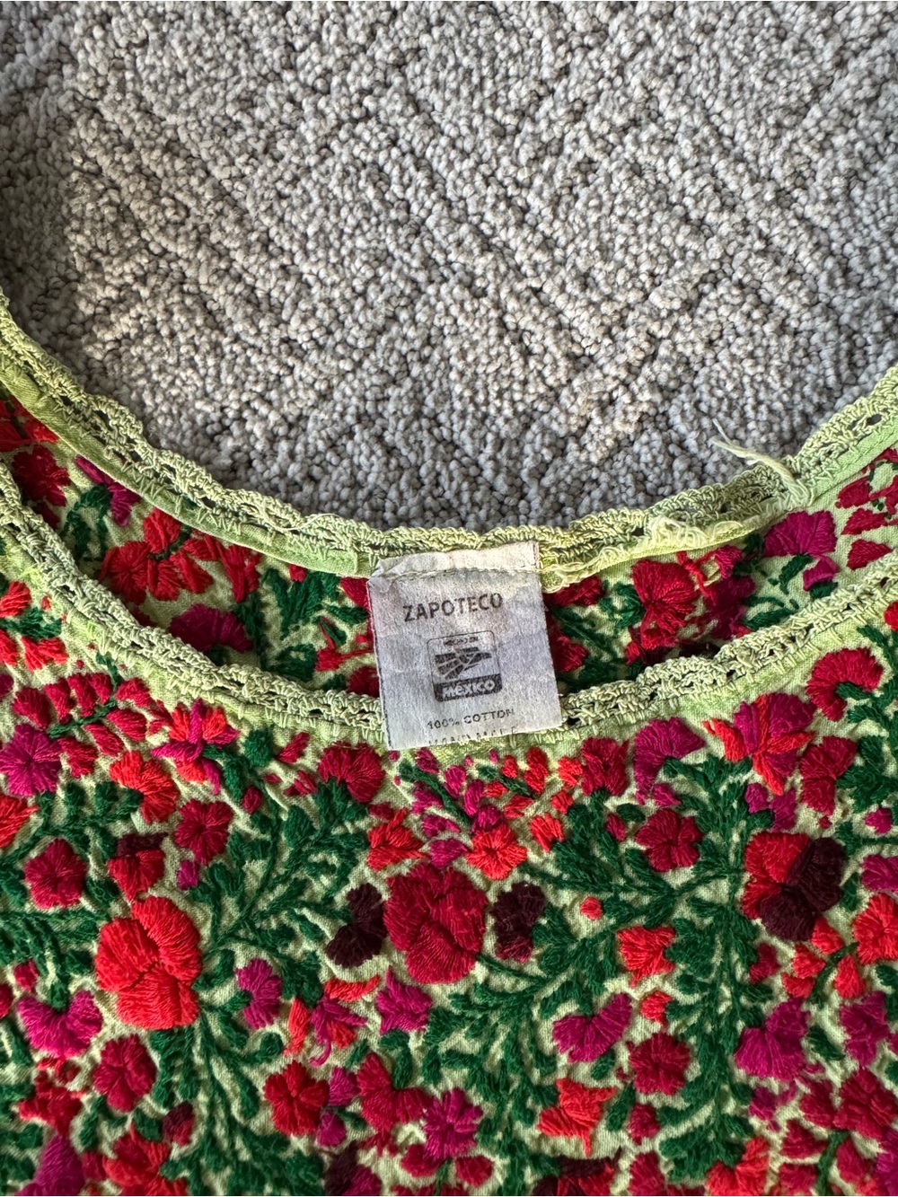 100% Cotton Lime Green Embroidered Floral Maxi Dress - Picture 4 of 5